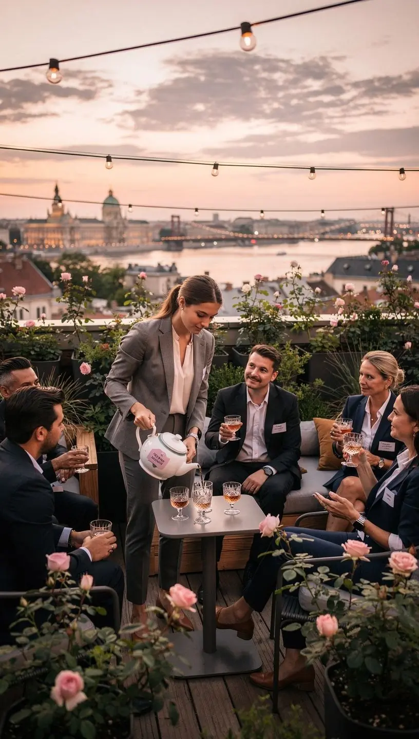 Rózsaszín szirmokkal gazdagított zöld tea, amely a tavasz érzését idézi.