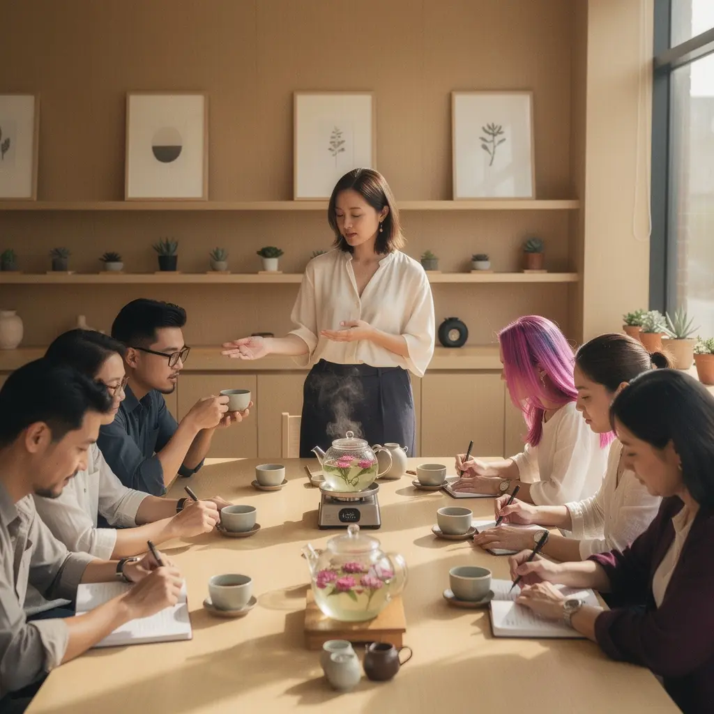 Virágos zöld tea, amely rózsaszín rózsák aromáját hordozza.